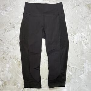 Lululemon Mesh Train Cropped Leggings Size 6 Black Pocket Workout Pants